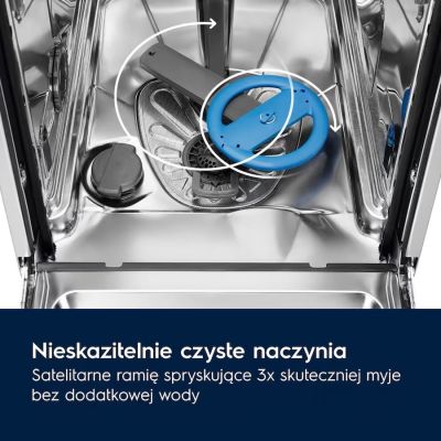 8. Zmywarka do zabudowy ELECTROLUX EEC87400W ComfortLift automatyczne otwieranie drzwi Time Beam wyświetlanie czasu klasa energetyczna C