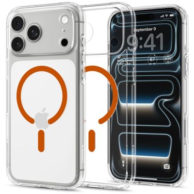 Etui Spigen Ultra Hybrid Mag MagSafe na iPhone 18 Pro Max / 17 Pro Max - przezroczysto-pomarańczowe