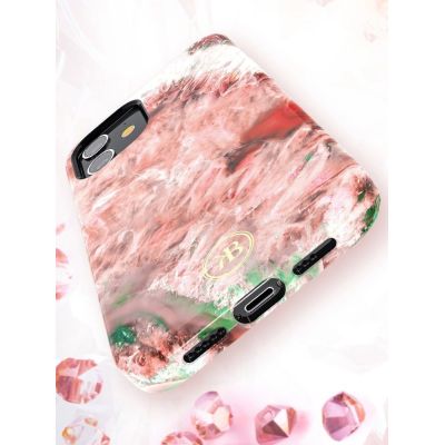 7. Kingxbar Agate Series eleganckie etui pokrowiec z nadrukiem agat iPhone 12 mini czerwony