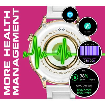 13. Smartwatch Damski Rubicon RNCF02-1 Srebrno-Srebrny + Czarny Silikonowy Pasek