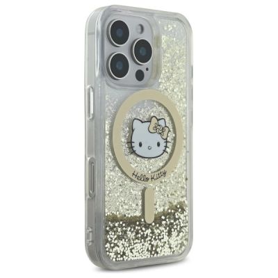 4. Etui Hello Kitty Liquid Glitter Fever MagSafe na iPhone 16 Pro Max - złote