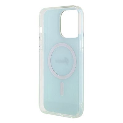 7. Etui Guess IML Iridescent MagSafe do iPhone 15 Pro Max - turkusowe