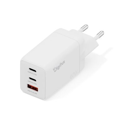 2. Digitus Ładowarka sieciowa GaN II 67W | 2x USB-C, 1x USB-A | PD 3.0, QC 3.0 | Biała
