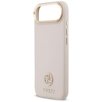 6. Etui Guess Grained Strass Logo MagSafe na iPhone Air - różowe