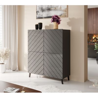 3. Regał ABETO 100,5x40xH121,5 grafit/grafit połysk