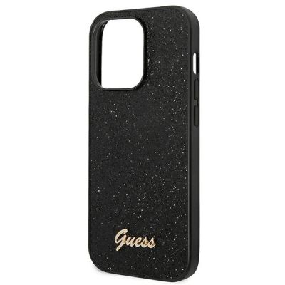 6. Etui Guess Glitter Script na iPhone 14 Pro - czarne