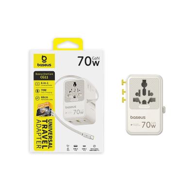 5. Adapter podróżny Baseus EnerCore CG11 70W 6w1 ze zwijanym kablem USB-C - biały