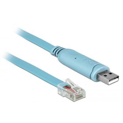 3. DeLOCK 64185 Przejściówka USB 2.0 Typ-A męska > 1 x Serial RS-232 RJ45 męska 2,0 m niebieska