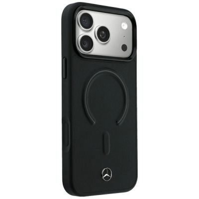 4. Etui Mercedes Leather 3D MagSafe do iPhone 18 Pro / 17 Pro - czarne