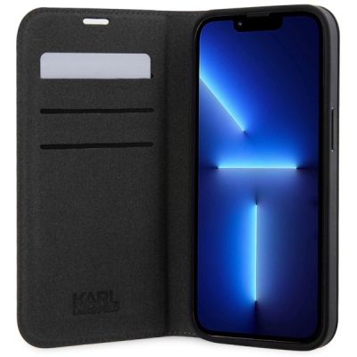 4. Etui Karl Lagerfeld Saffiano Monogram na iPhone 14 - srebrne