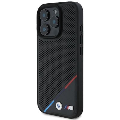 2. Etui BMW M Perforated Tricolor Line MagSafe na iPhone 16 Pro - czarne