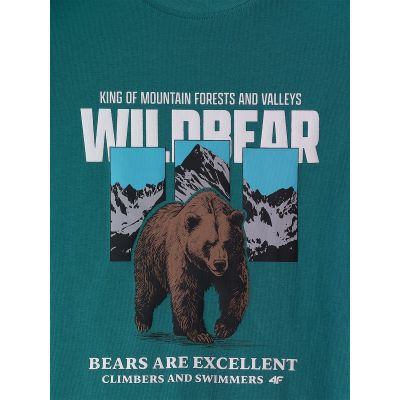 6. T-shirt regular z nadrukiem chłopięcy 4F 4FJKAW26TTSHM4456-46S