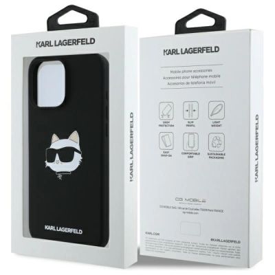 8. Etui Karl Lagerfeld Silicone Choupette Head Print MagSafe na iPhone 16 Pro - czarne
