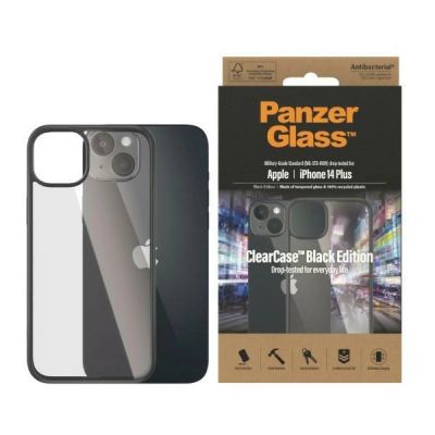 Etui PanzerGlass ClearCase antybakteryjne na iPhone 14 Plus / 15 Plus - przezroczysto-czarne