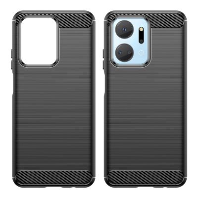 8. Carbon Case etui do Honor Play 40 Plus / Honor X7a elastyczny silikonowy karbonowy pokrowiec czarne