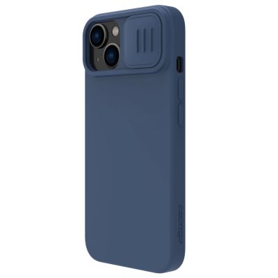 3. Nillkin CamShield Silky Silicone Case etui iPhone 14 Plus pokrowiec z osłoną na aparat niebieski
