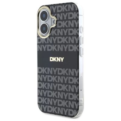 2. Etui DKNY Repeat Texture Pattern With Stripe na iPhone 16 - czarne