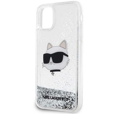 3. Etui Karl Lagerfeld Glitter Choupette Head na iPhone 11 / Xr - srebrne