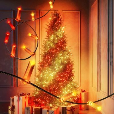 5. Twinkly Candies – 200 Lampki w kształcie świeczki RGB LEDs, zielony przewód, USB-C
