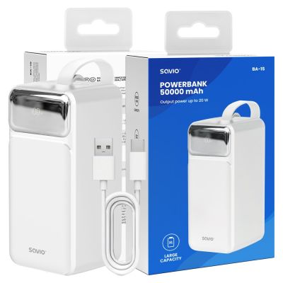 2. Powerbank SAVIO BA-15 50000 mAh, biały