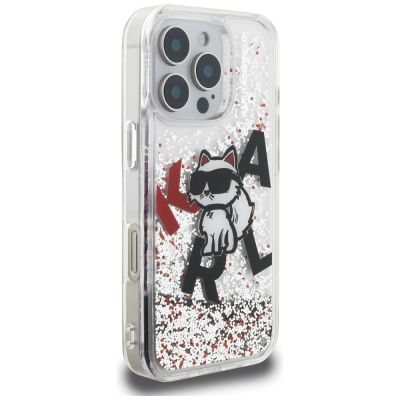 4. Etui Karl Lagerfeld Liquid Glitter Choupette Logo na iPhone 16 Pro - przezroczyste