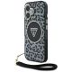 Etui Guess HC IML Leopard Triangle Cord Strap MagSafe do iPhone 16 - czarne