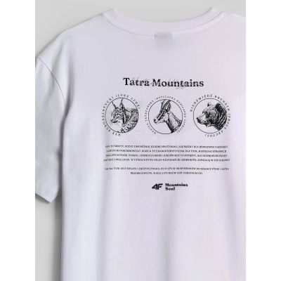 7. T-shirt loose z nadrukiem damski 4F 4FKAW26TTSHF4507-10S