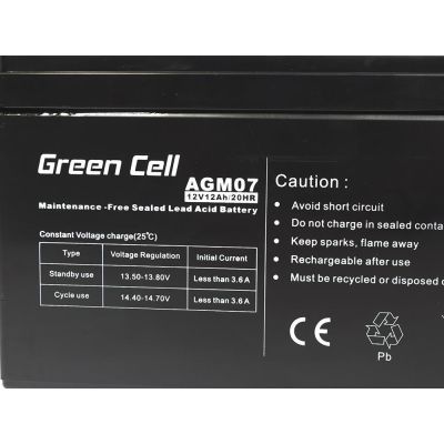 2. GREEN CELL AKUMULATOR ŻELOWY AGM07 12V 12AH