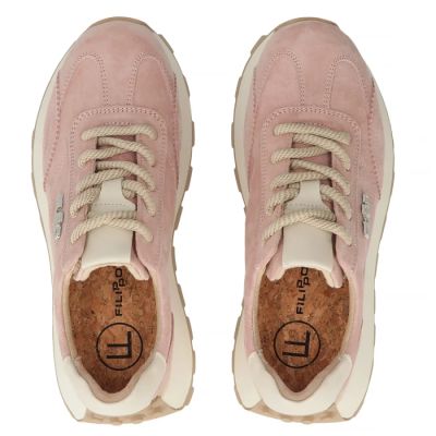 6. Skórzane półbuty sneakersy na platformie różowe Filippo DP7498
