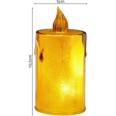 8. ŚWIECA DEKORACYJNA 8 CM AMBER CIEPŁY BIAŁY 1 LED