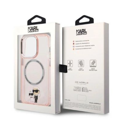 8. Etui Karl Lagerfeld Iconic Karl&Choupette MagSafe na iPhone 14 Pro Max - różowe