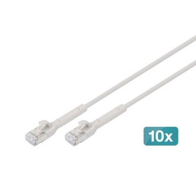 Digitus Kabel krosowy kątowy CAT 6A F-FTP, miedź, 0,5 m, szary, 10 szt.