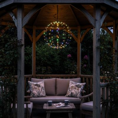 19. LAMPA SOLARNA WISZĄCA KULA 30CM 120 LED MULTIKOLOR