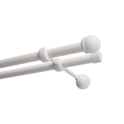KARNISZ PODWÓJNY FI 19 MM BIAŁY 400 CM GAŁKA MAX  KOWALSKI