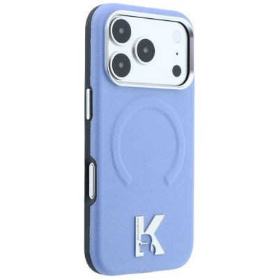 4. Etui Karl Lagerfeld Grained Embossed Ring & Kameo Logo MagSafe na iPhone 18 Pro / 17 Pro - jasnoniebieskie