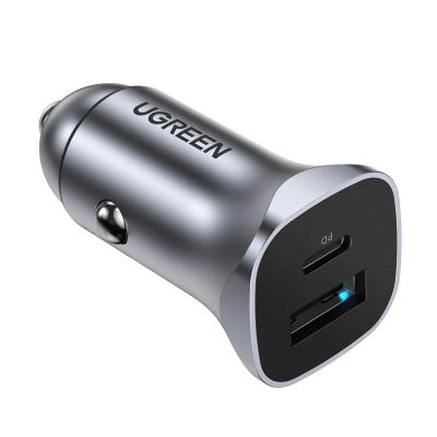 6. Ładowarka samochodowa Ugreen CD130 USB-A / USB-C 30W - szara
