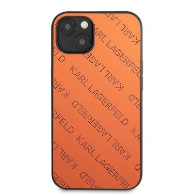 3. Etui Karl Lagerfeld Perforated Allover na iPhone 13 mini - pomarańczowe