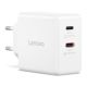 3. Ładowarka sieciowa Lenovo G0A6065WEU GaN 2x USB-C 65W biała