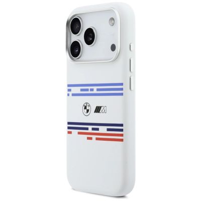 2. Etui BMW M Silicon Horizontal Line MagSafe na iPhone 17 Pro- białe