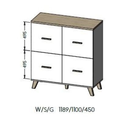 3. Komoda LOTTA 110 4D wotan + czarny mat