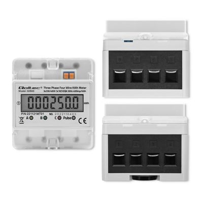 4. QOLTEC LICZNIK ZUŻYCIA ENERGII TRÓJFAZOWY NA SZYNĘ DIN | 230V | LCD | 4P