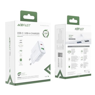 5. Acefast ładowarka sieciowa USB Typ C / USB 20W, PPS, PD, QC 3.0, AFC, FCP biały (A25 white)