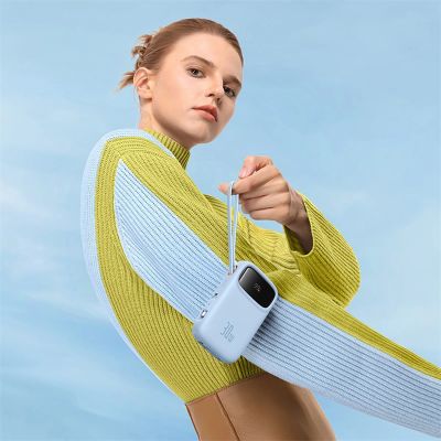 8. Powerbank Baseus QPow 2 30W 10000mAh z wbudowanymi kablami USB-C - niebieski
