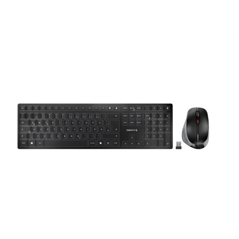 6. CHERRY DW 9500 SLIM klawiatura Dołączona myszka Uniwersalne RF Wireless + Bluetooth QWERTZ Niemiecki Czarny, Szary
