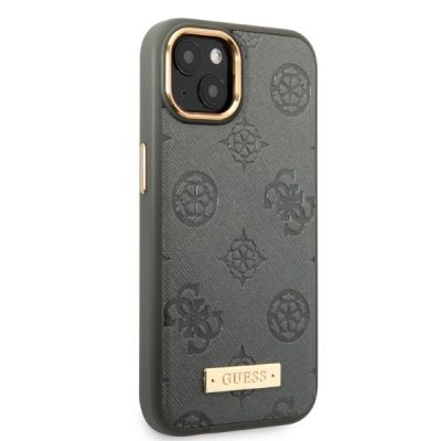 4. Etui Guess Peony Logo Plate MagSafe na iPhone 13 - szare