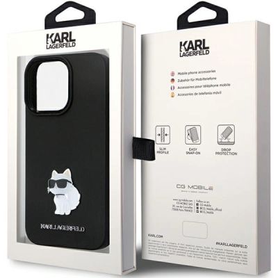 8. Etui Karl Lagerfeld Silicone Choupette Metal Pin na iPhone 14 Pro Max - czarne