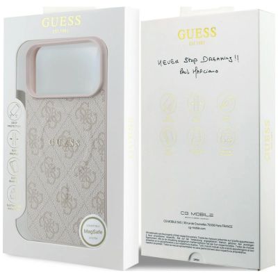 8. Etui Guess Embossed 4G Ring Classic MagSafe na iPhone 18 Pro / 17 Pro - różowe