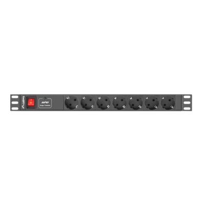 4. Listwa RACK, zasilająca Lanberg PDU-07F-0200-IEC-BK (7 x UTE; 10 A; 2m; kolor czarny)