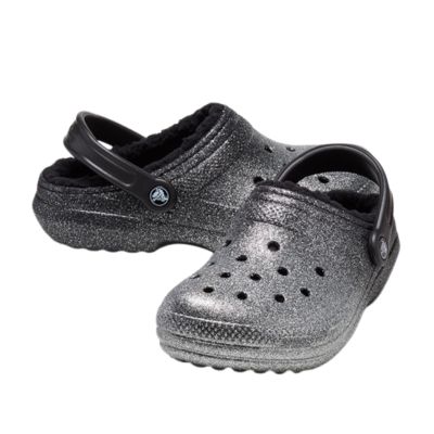 3. Klapki sandały Crocs Classic Glitter Lined Clog Srebrne - 205842-067