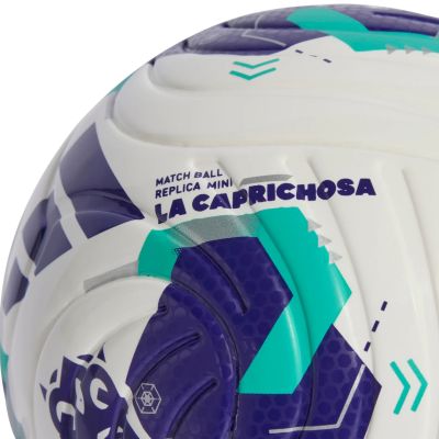 4. Piłka nożna adidas Queens League mini biało-fioletowo-zielona KE8233